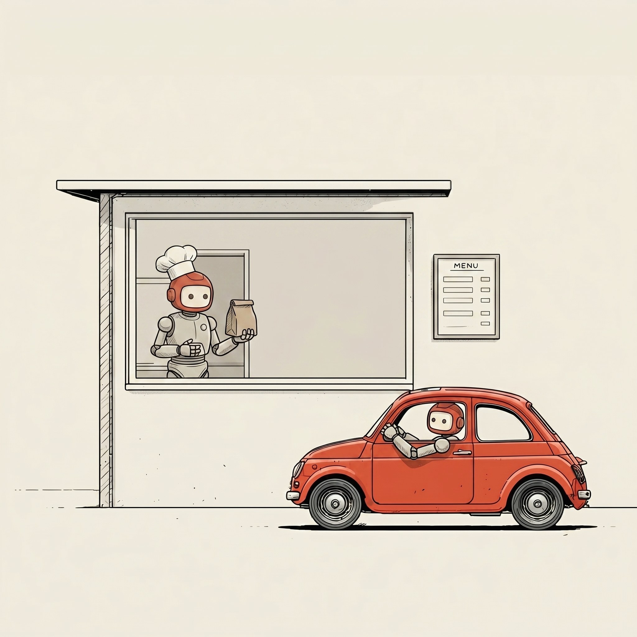 The API illustration uses the original robot style: warm background, simple linework, and one clear analogy.