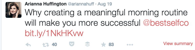 Arianna Huffington BestSelf Tweet