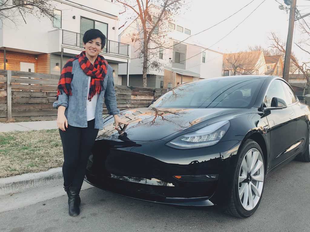 Cathryn and her tesla