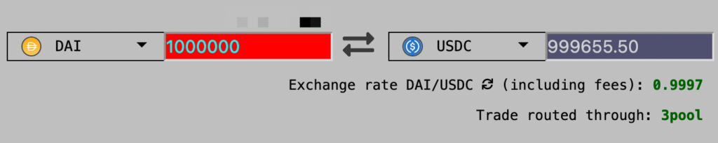 DAI to USDC Swap in curve